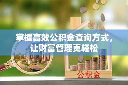 呼兰掌握高效公积金查询方式，让财富管理更轻松